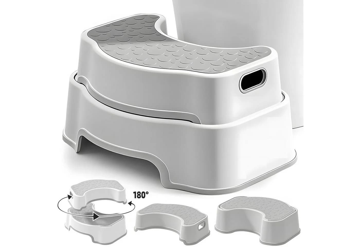 AKKEE Toilettenhocker Grau Ergonomisch Rutschfest - Bild 2