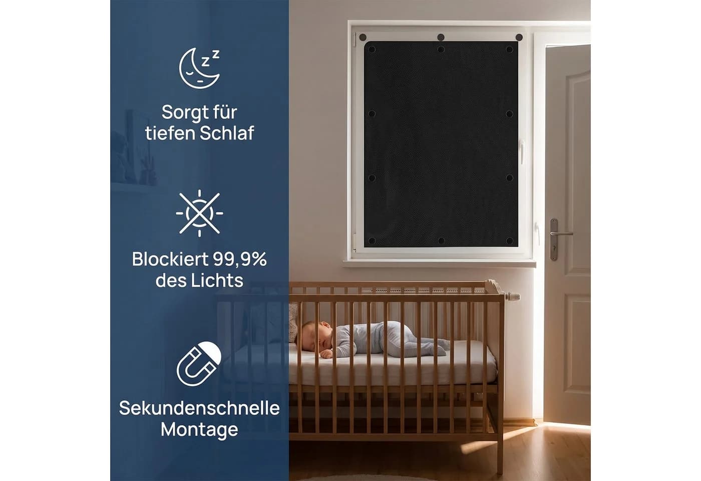 AKKEE Verdunklungsrollo Magnetisch Schwarz Ohne Bohren