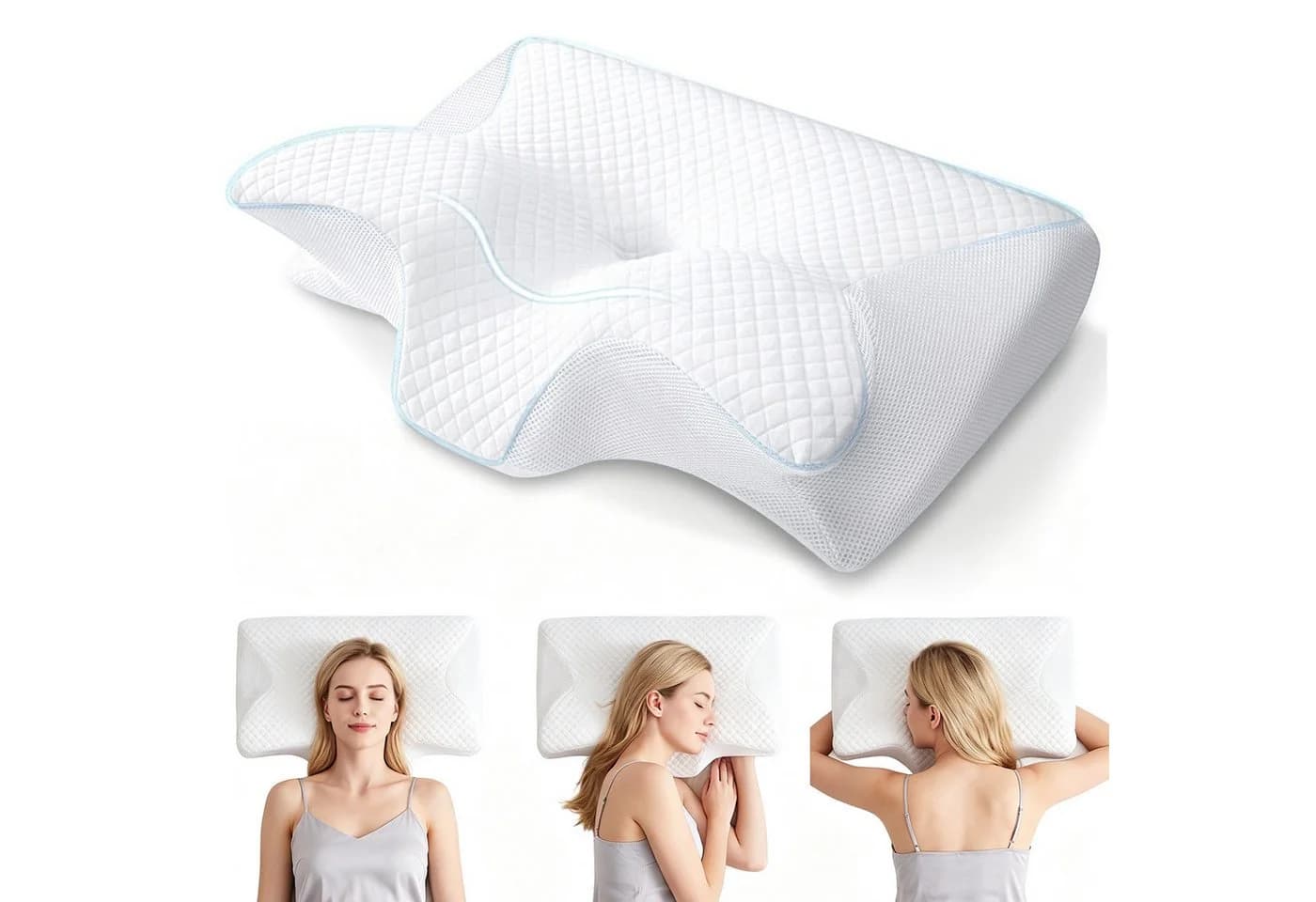 AKKEE Nackenstützkissen Orthopädisches Memory Foam Kissen Weiß - Bild 2