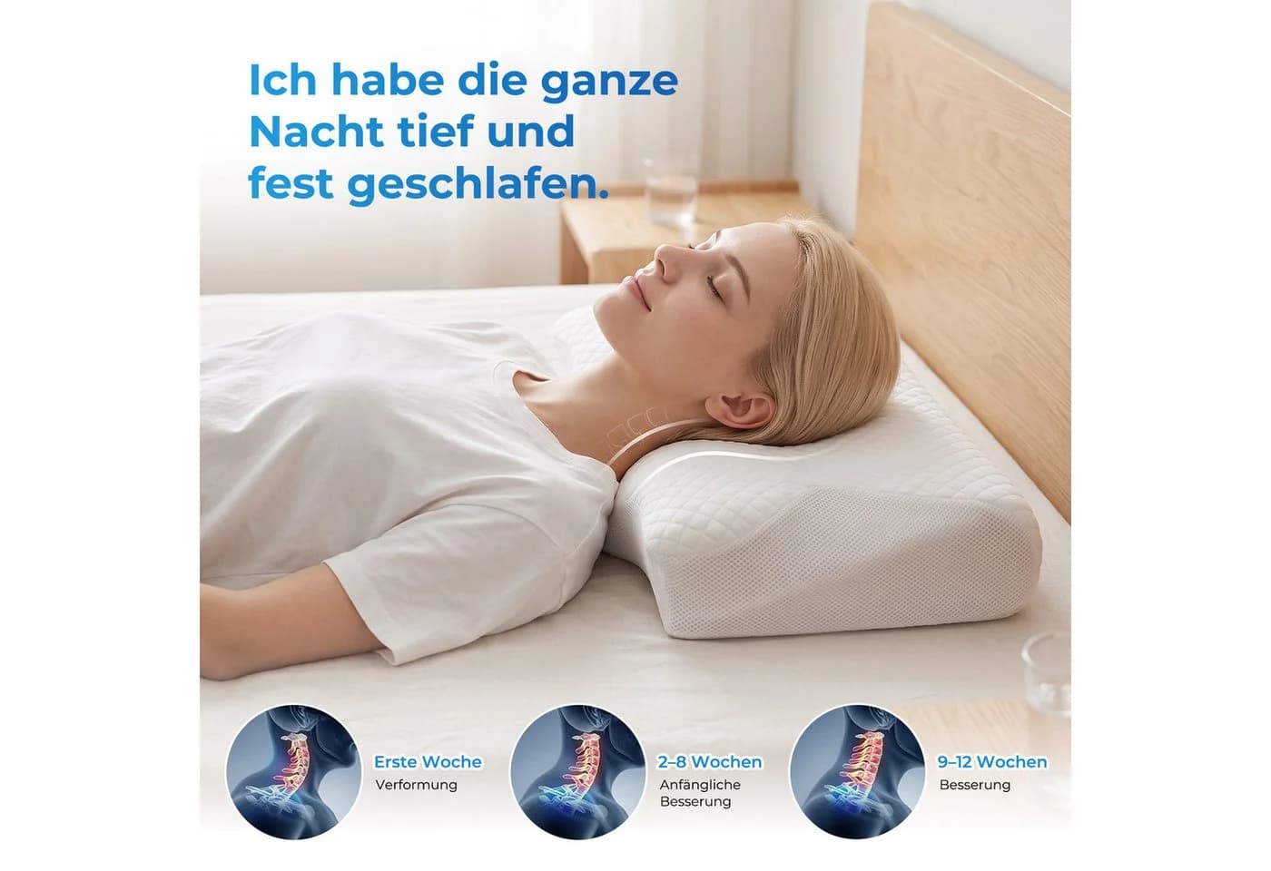 AKKEE Nackenstützkissen Orthopädisches Memory Foam Kissen Weiß - Bild 4