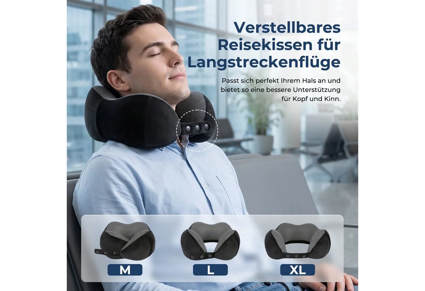 AKKEE Nackenhörnchen Nackenkissen Memory-Schaum Schwarz mit Schlafmaske - Bild 4
