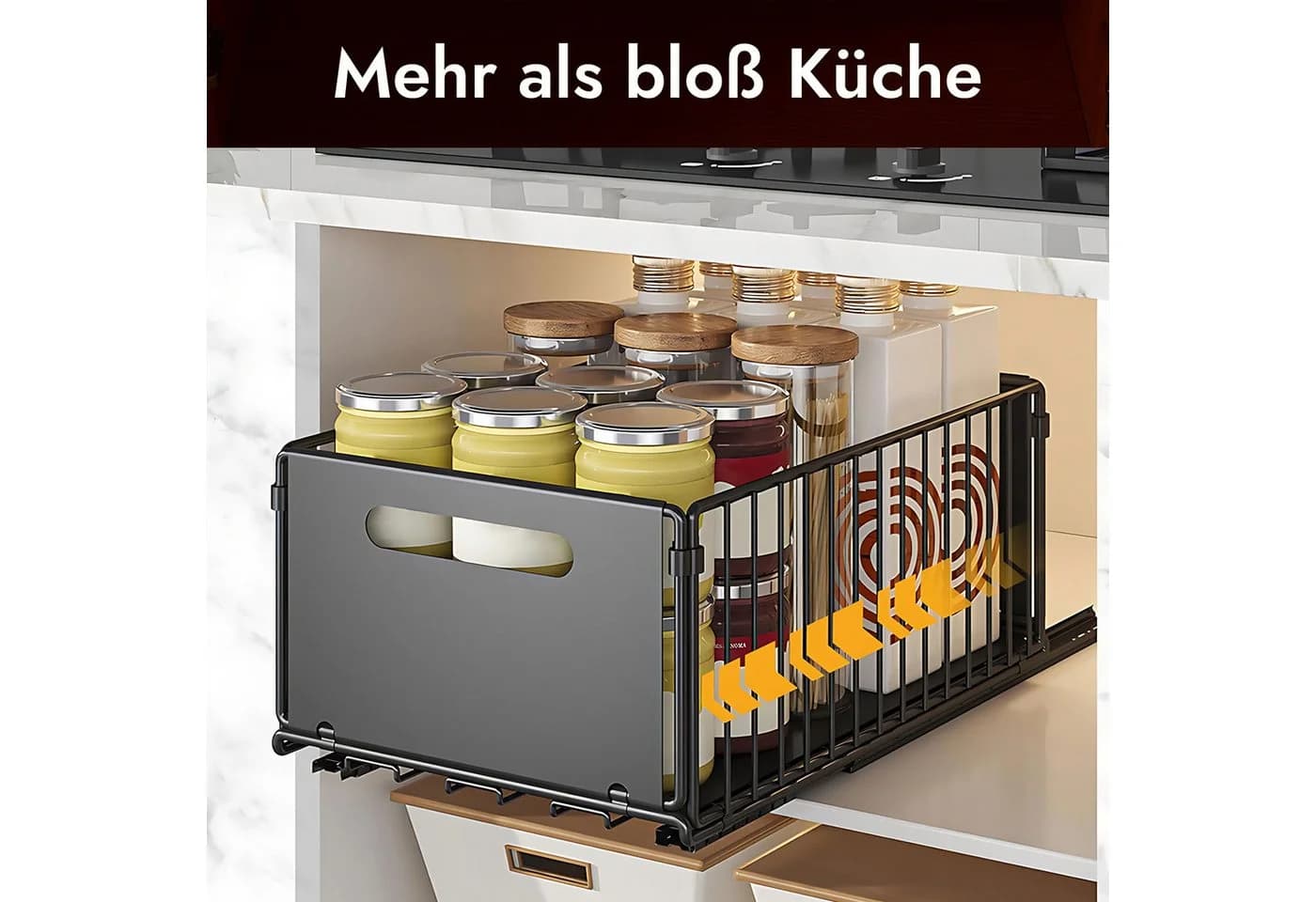 AKKEE Küchenorganizer-Set 2 Stück Teleskopschublade Schwarz
