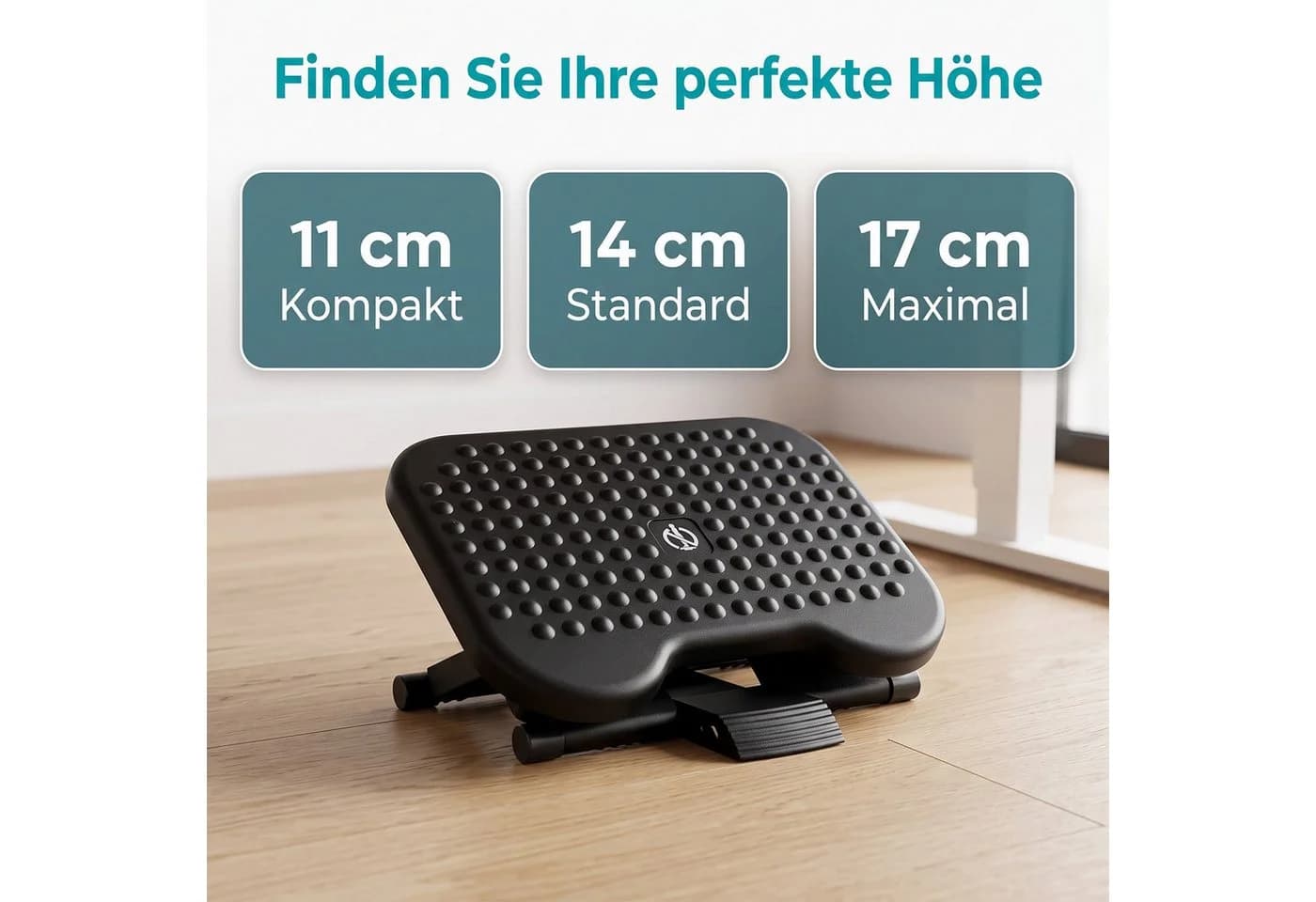 AKKEE Fußhocker Ergonomisch 3-fach Höhenverstellbar Schwarz