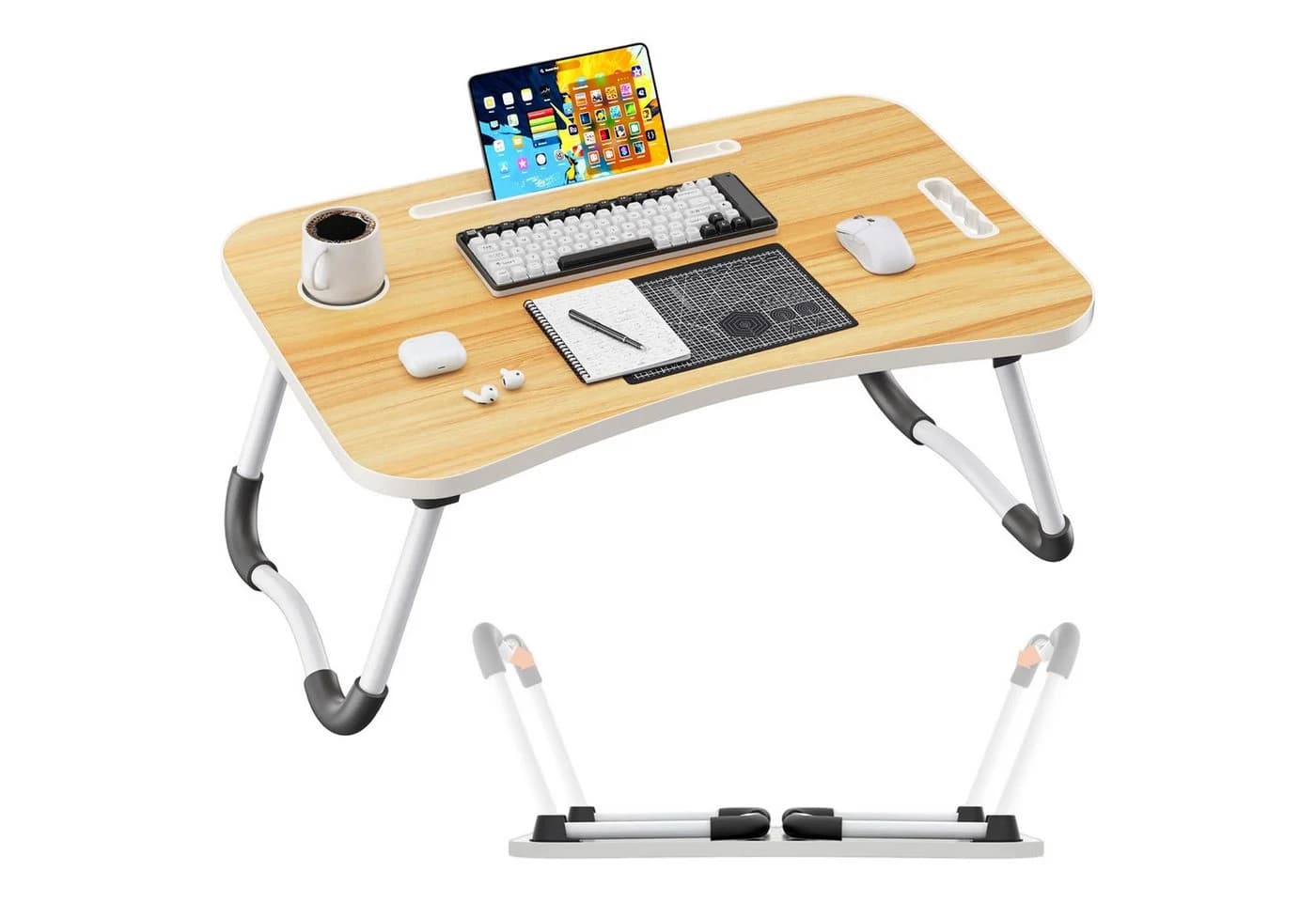 AKKEE Laptoptisch Betttablett Klappbar mit Griff und Getränkehalter - Bild 2