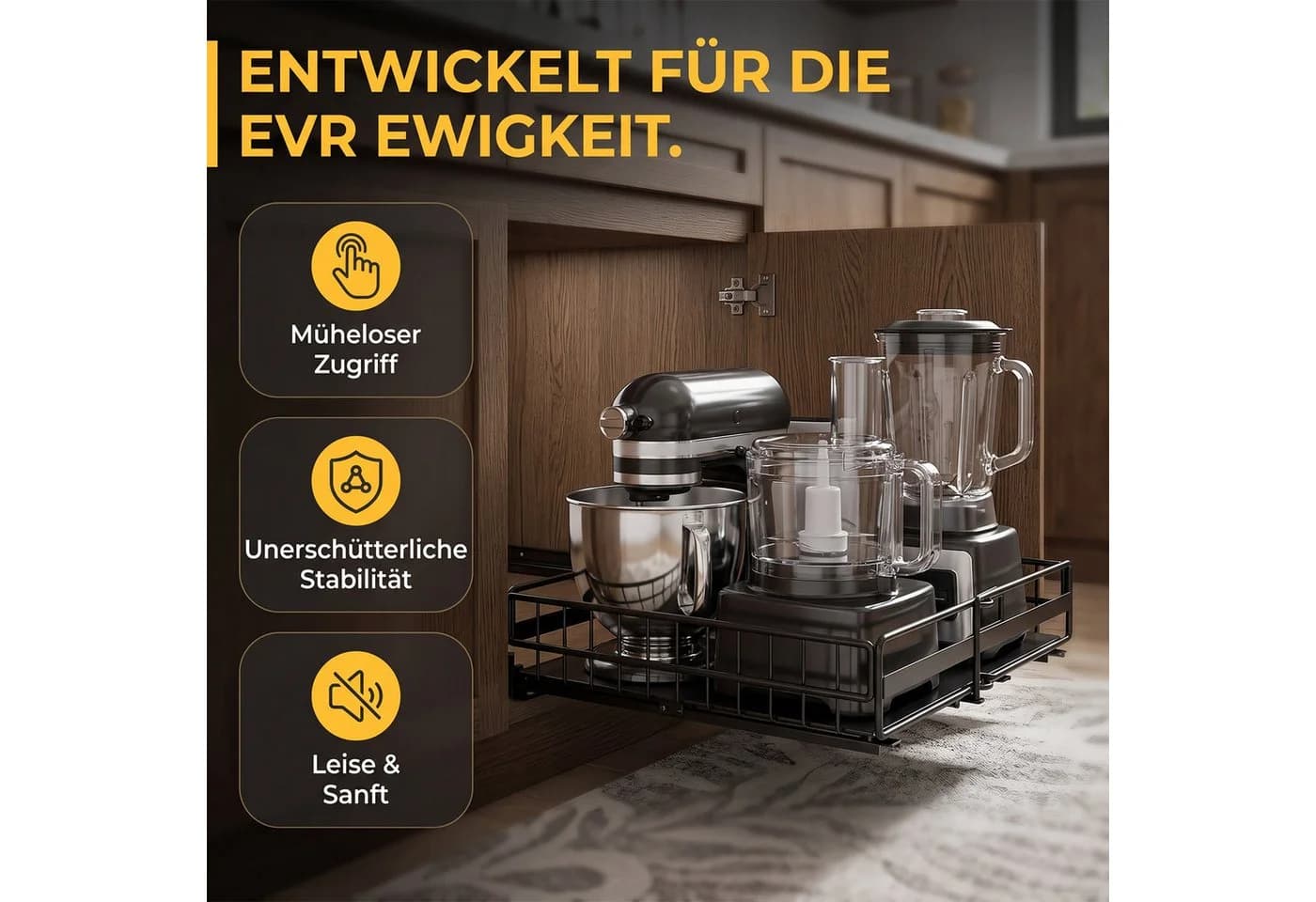 AKKEE Küchenorganizer-Set 2 Stück Teleskopschublade Schwarz - Bild 4