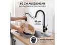 AKKEE Küchenarmatur Schwarz Ausziehbar 360° Schwenkbar Edelstahl Bild 3