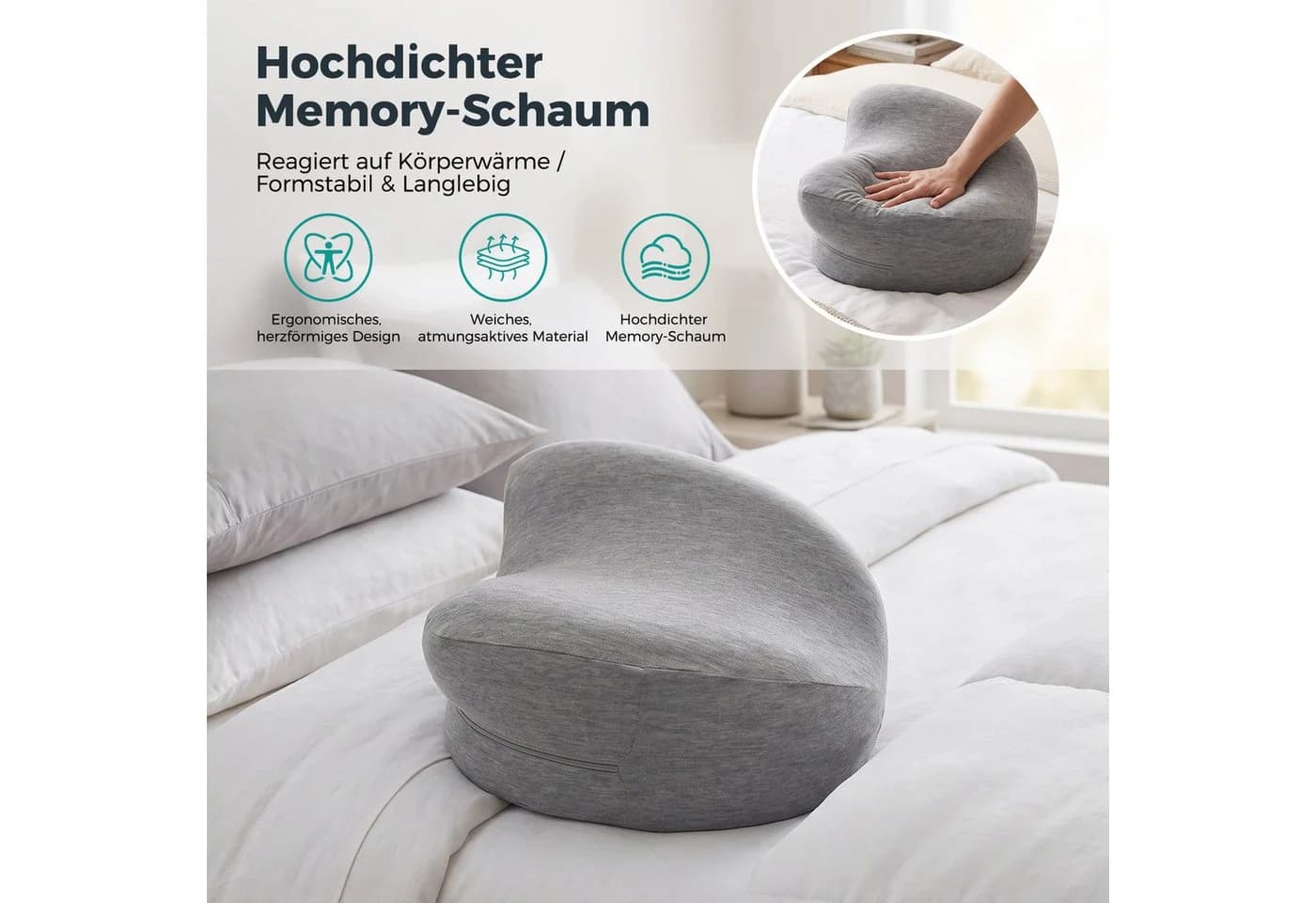 AKKEE Kniekissen Orthopädisches Balancekissen Weiß - Bild 4