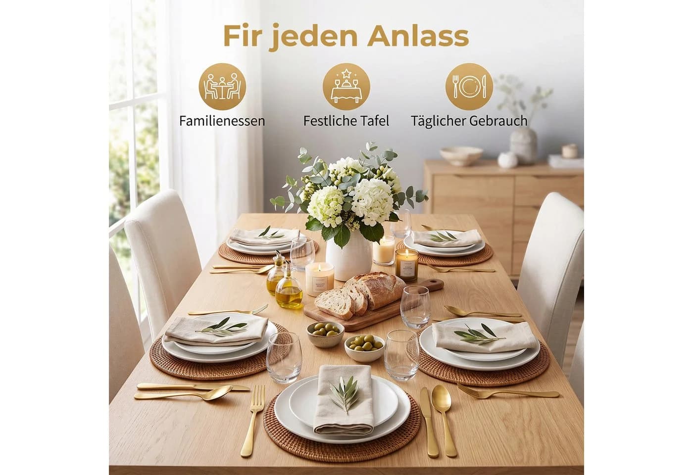AKKEE Besteck-Set 30-tlg. für 6 Personen Edelstahl Titan-Gold - Bild 4