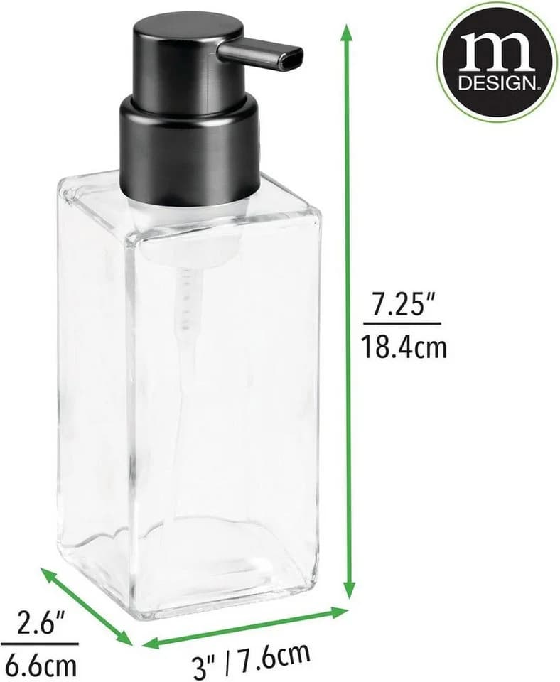 mDesign Schaumseifenspender 2er Set Glas Transparent/Mattsilber
