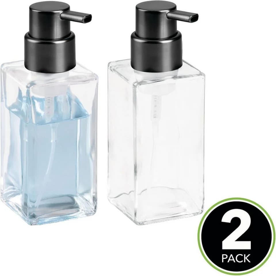mDesign Schaumseifenspender 2er Set Glas Transparent/Mattsilber - Bild 4