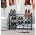 mDesign Teleskop-Schuhregal Schwarz 3 Ebenen Ausziehbar Bild 1