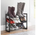 mDesign Teleskop-Schuhregal Schwarz 3 Ebenen Ausziehbar Bild 3
