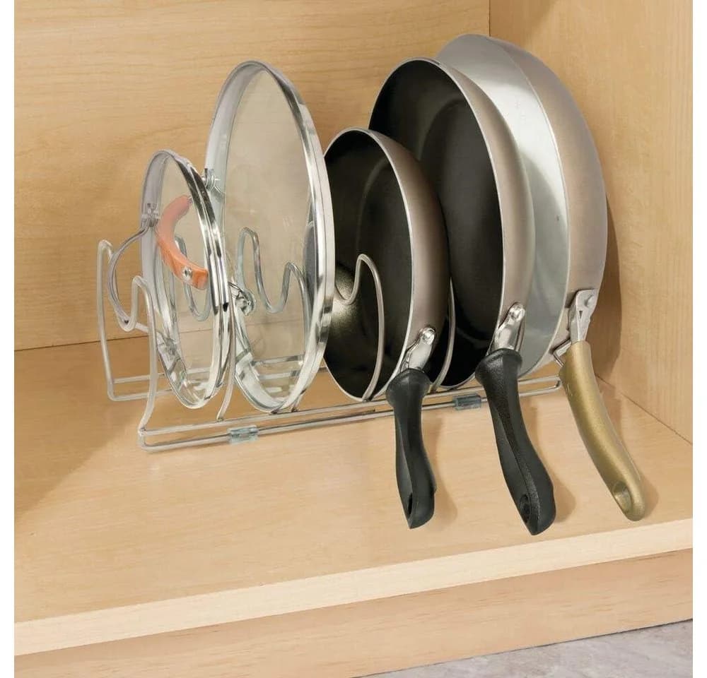 mDesign Geschirrablage silber Topfdeckelhalter Pfannenhalter Metall Ständer - Bild 4