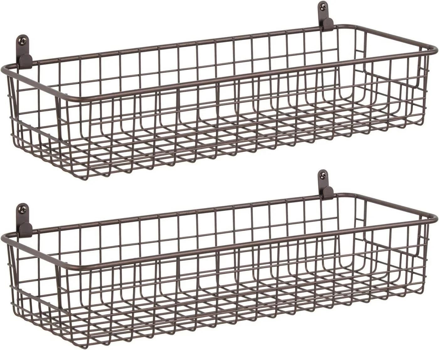 mDesign Wandregal 2er-Set Ablagekorb Metall Bronze - Bild 2