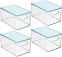 mDesign Organizer Boxen 4er Set mit Deckel Kunststoff stapelbar Bild 2