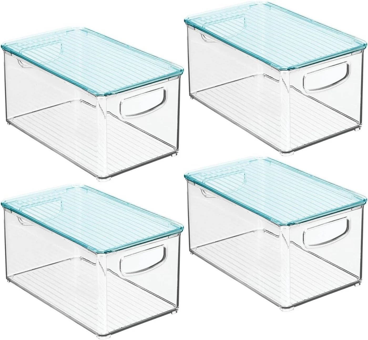 mDesign Organizer Boxen 4er Set mit Deckel Kunststoff stapelbar - Bild 2
