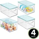 mDesign Organizer Boxen 4er Set mit Deckel Kunststoff stapelbar Bild 3