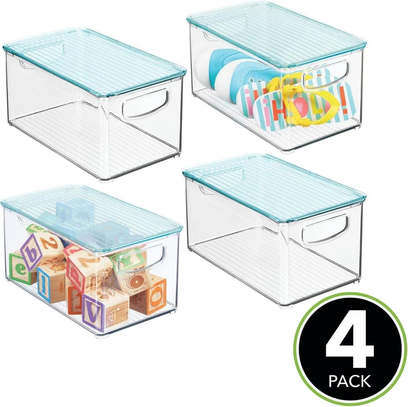 mDesign Organizer Boxen 4er Set mit Deckel Kunststoff stapelbar - Bild 3