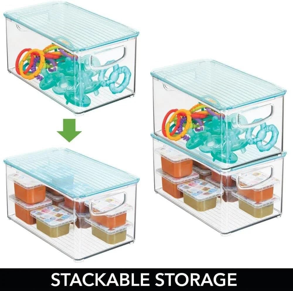 mDesign Organizer Boxen 4er Set mit Deckel Kunststoff stapelbar - Bild 4