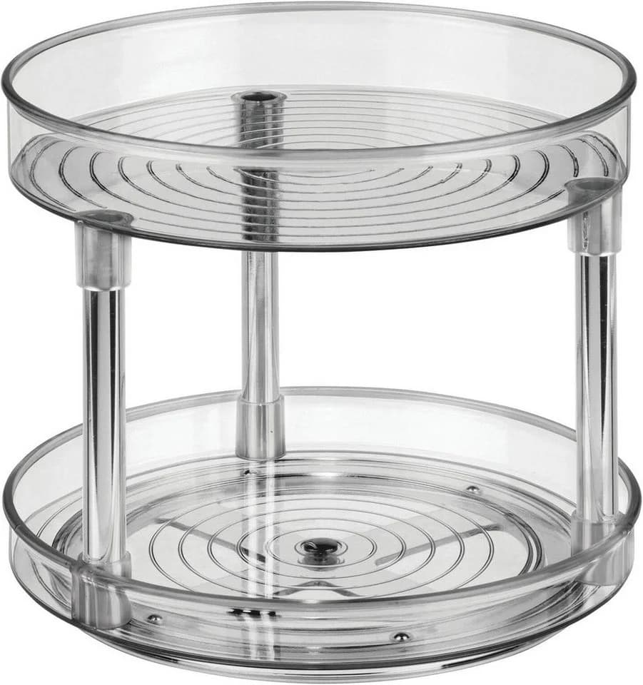 mDesign Drehbares Rundtablett Organizer Rauchgrau/Silber - Bild 2
