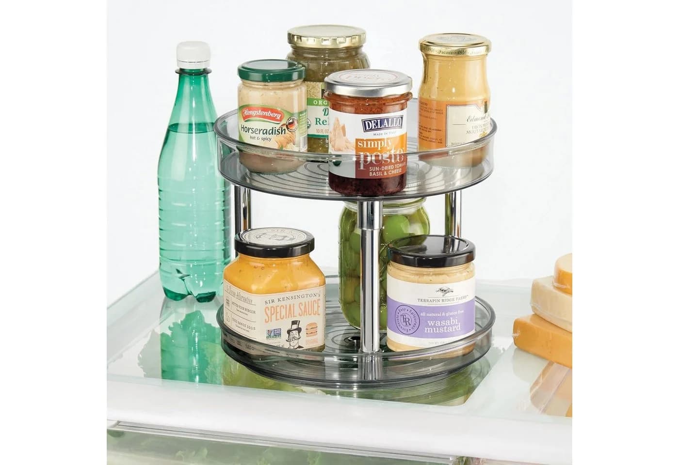 mDesign Drehbares Rundtablett Organizer Rauchgrau/Silber - Bild 3