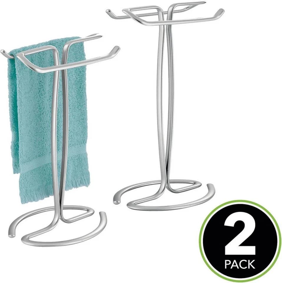 mDesign Handtuchhalter 2er Set Freistehend Metall Silber - Bild 4