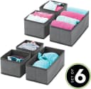 mDesign Aufbewahrungsbox 6er Set Stoffkisten Organizer Dunkelgrau/Schwarz Bild 1