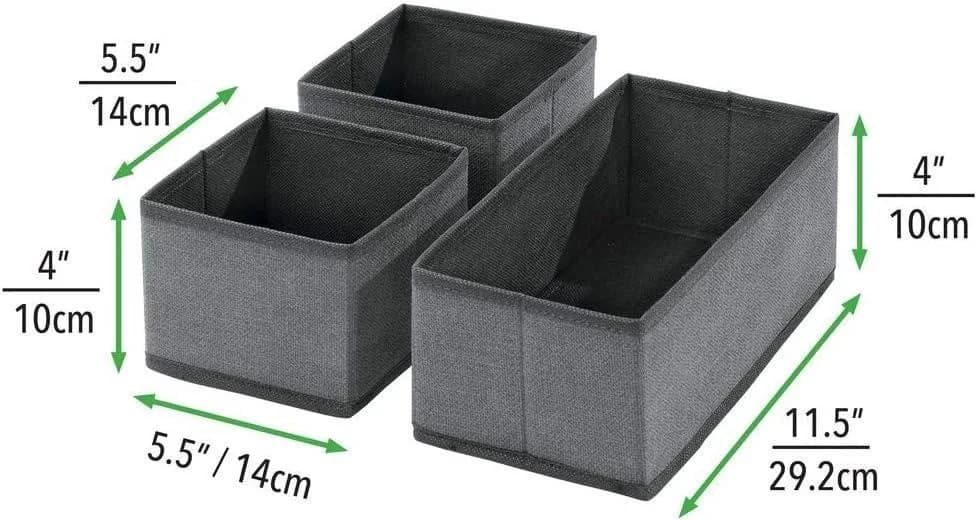 mDesign Aufbewahrungsbox 6er Set Stoffkisten Organizer Dunkelgrau/Schwarz - Bild 5