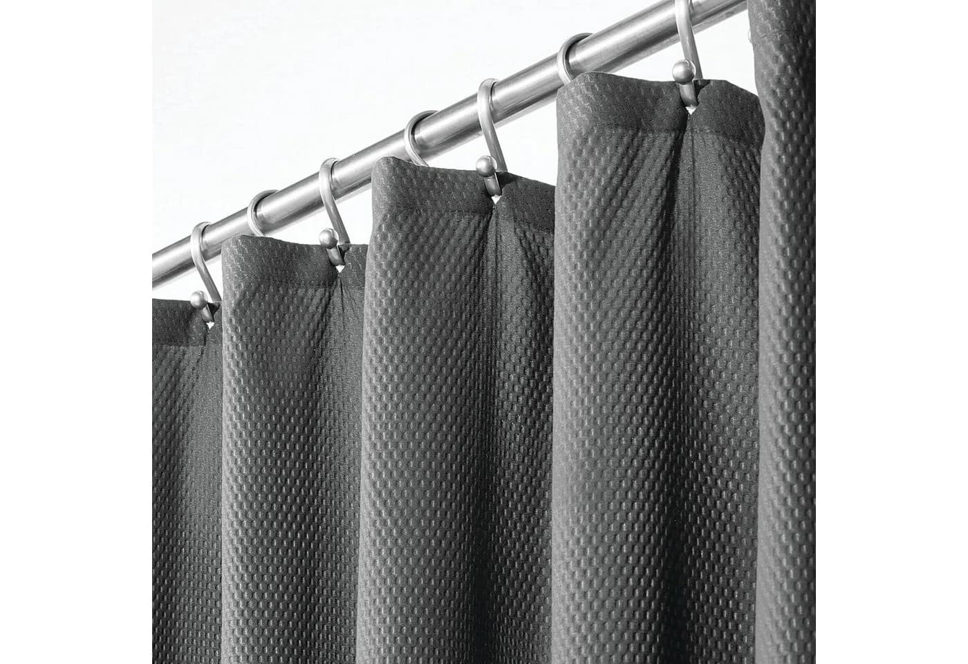 mDesign Duschvorhang Dunkelgrau Waffelmuster Polyester-Baumwolle - Bild 2