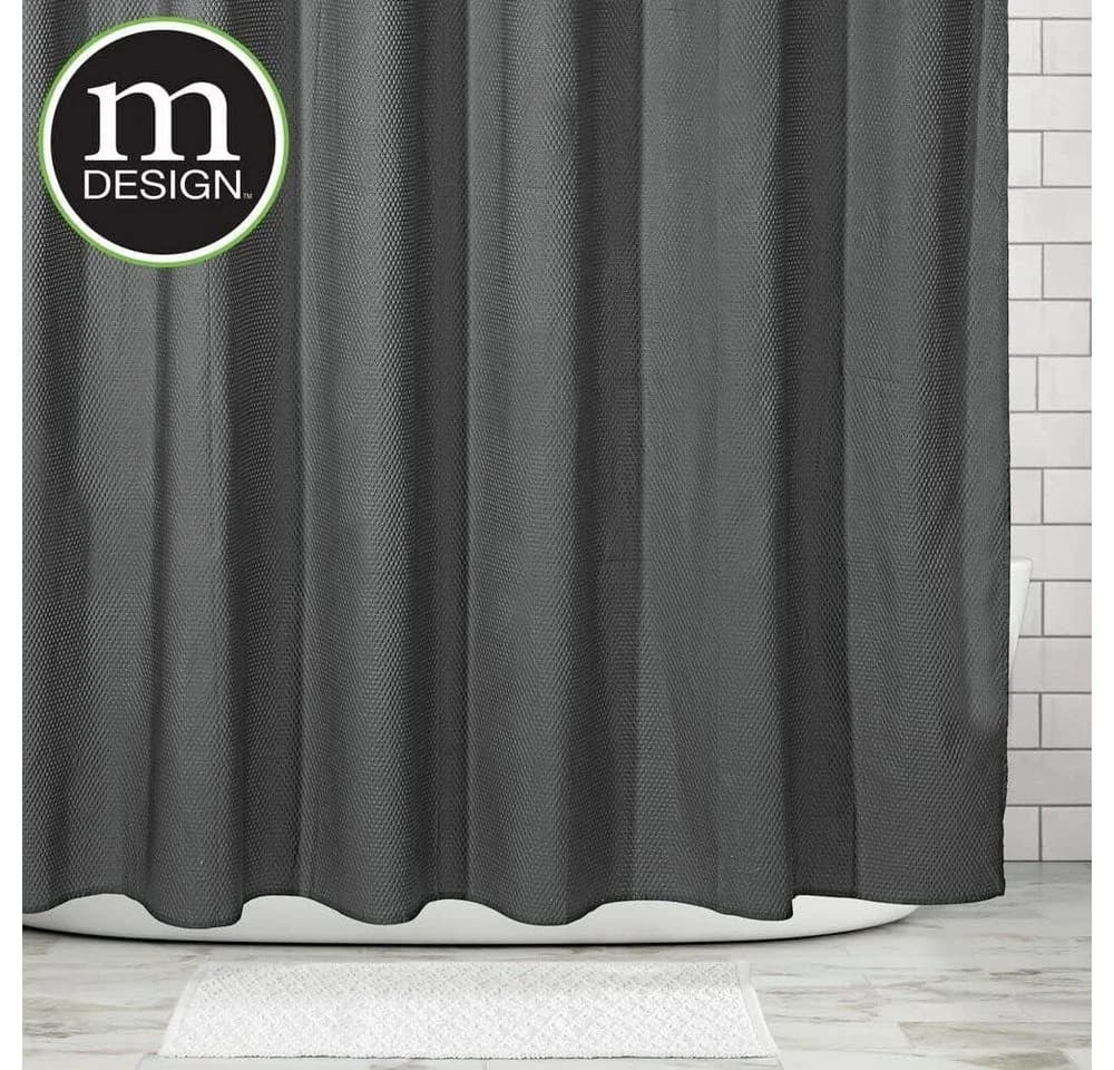 mDesign Duschvorhang Dunkelgrau Waffelmuster Polyester-Baumwolle - Bild 3