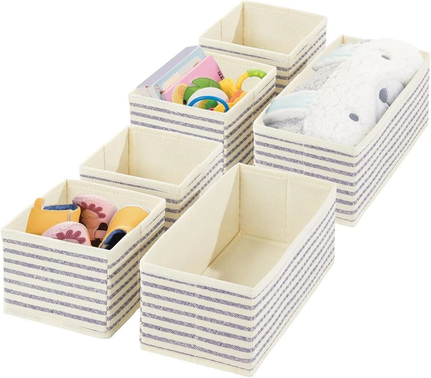 mDesign Aufbewahrungsbox 6er Set Blau/Natur Kunstfaser - Bild 2