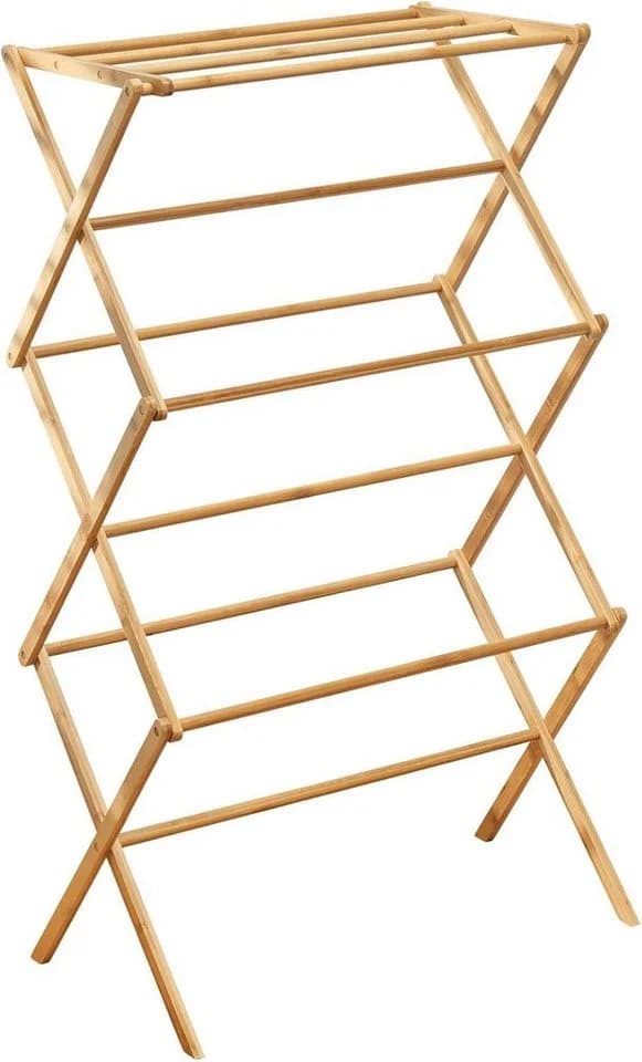mDesign Wäscheständer Bambus 3 Ebenen Turmtrockner 110 cm klappb - Bild 2