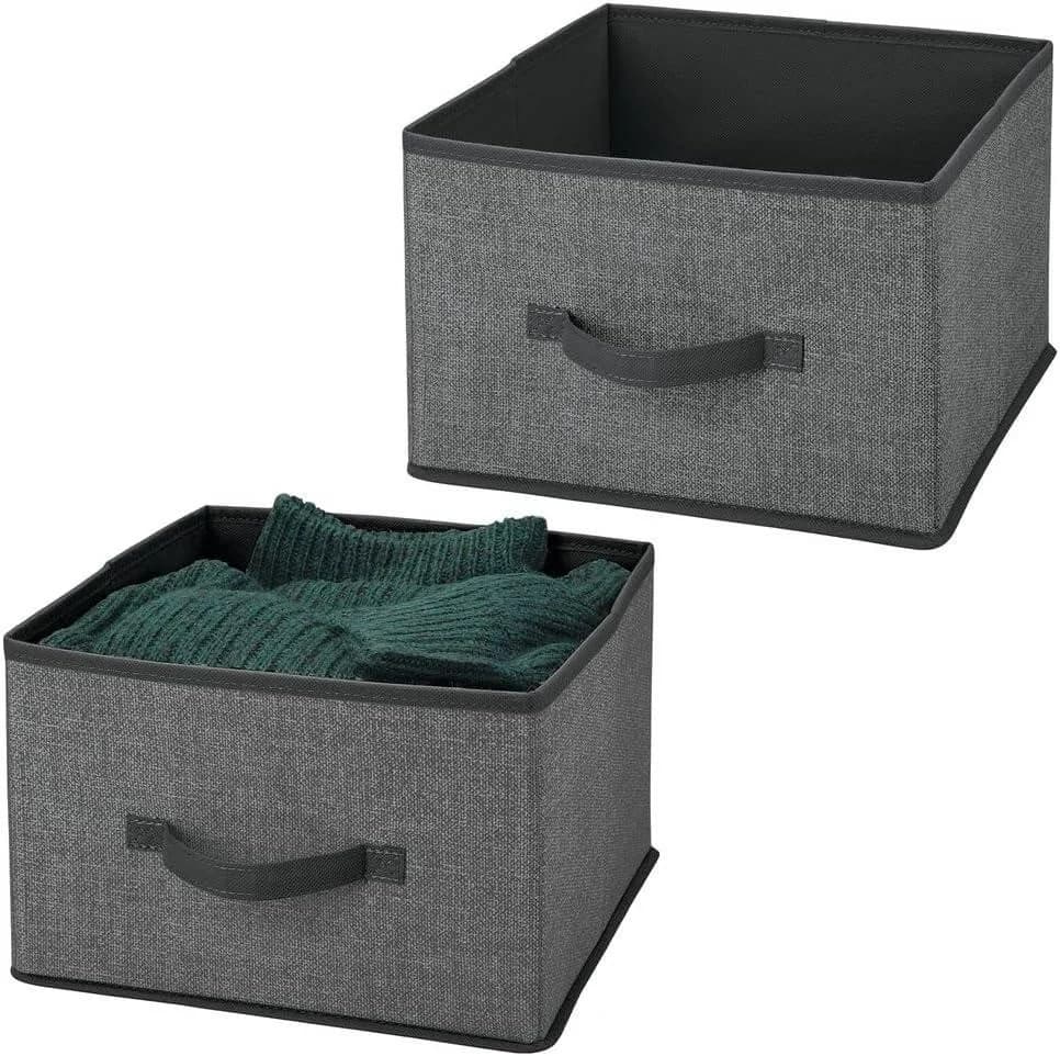 mDesign Aufbewahrungsbox 2er Set Grau Kunstfaser mit Griff - Bild 2