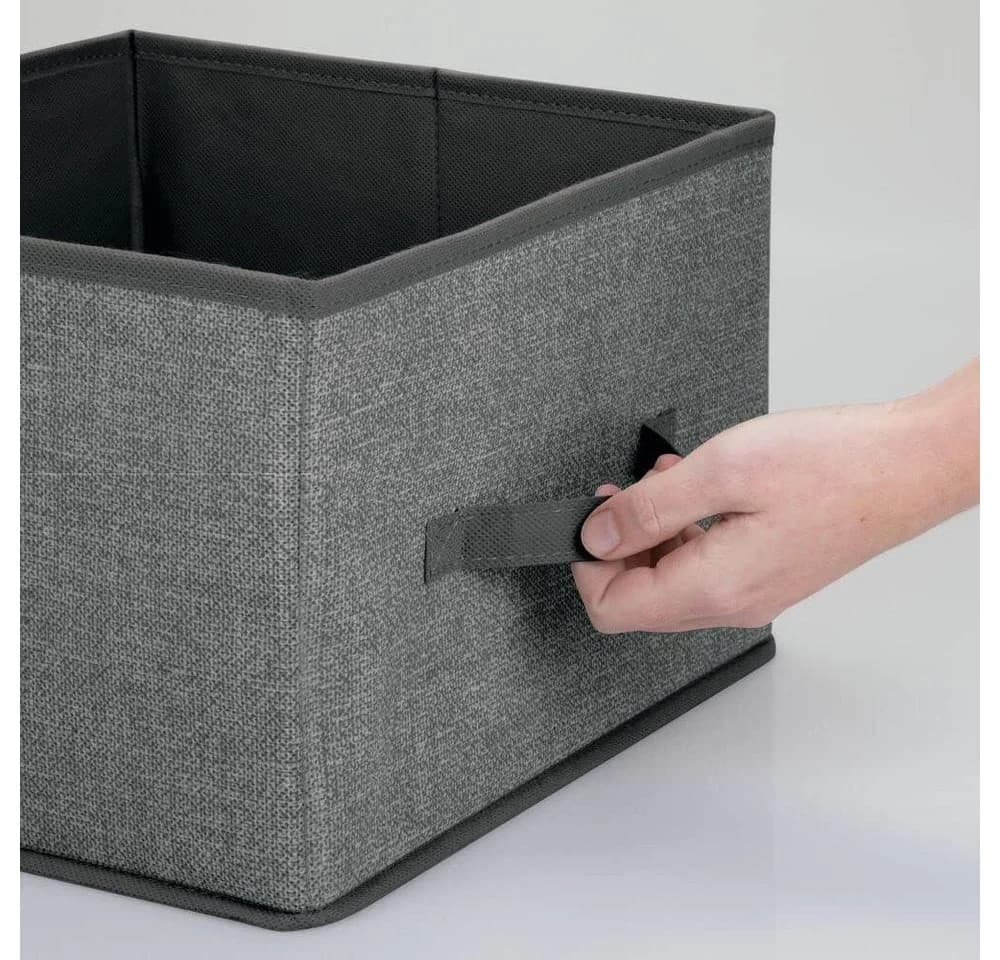 mDesign Aufbewahrungsbox 2er Set Grau Kunstfaser mit Griff - Bild 4