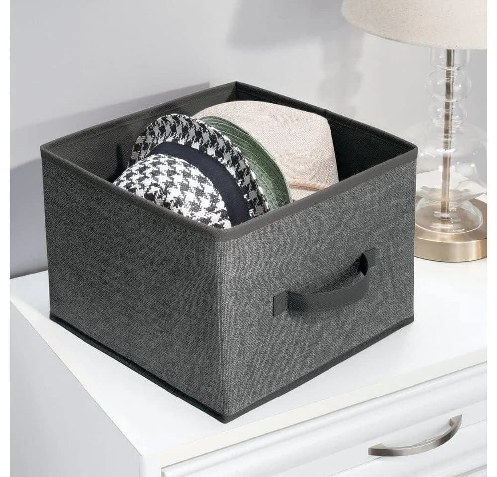mDesign Aufbewahrungsbox 2er Set Grau Kunstfaser mit Griff - Bild 5