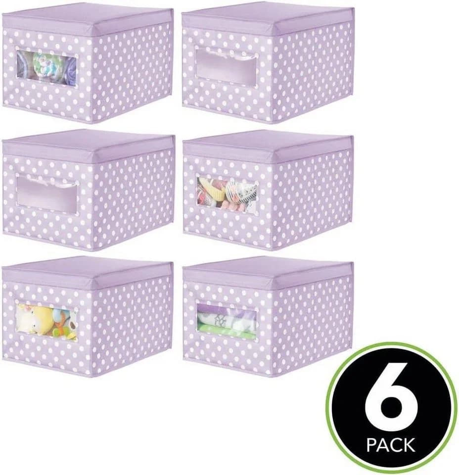 mDesign Aufbewahrungsbox 6er Set mit Deckel und Sichtfenster Violett/Weiß