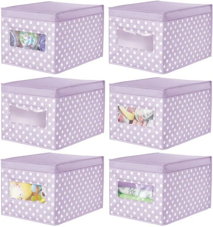 mDesign Aufbewahrungsbox 6er Set mit Deckel und Sichtfenster Violett/Weiß - Bild 2