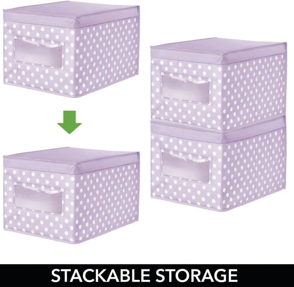 mDesign Aufbewahrungsbox 6er Set mit Deckel und Sichtfenster Violett/Weiß - Bild 4