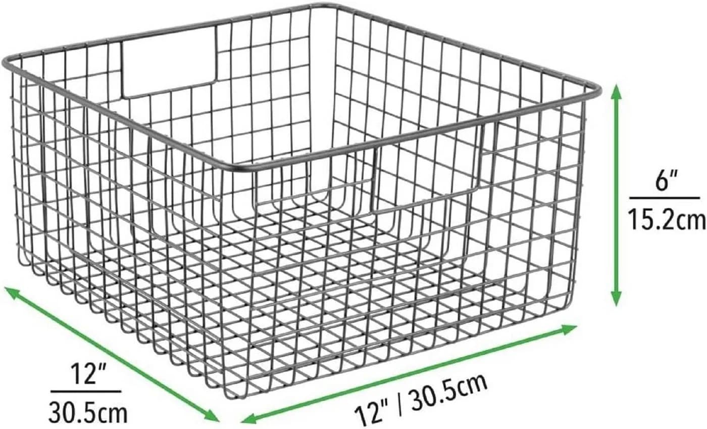 mDesign Allzweckkorb 2er Set Grau Metall Drahtkorb Organizer