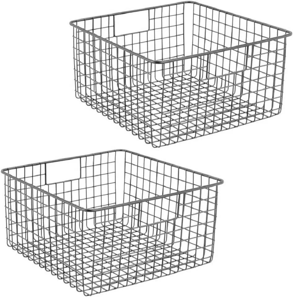 mDesign Allzweckkorb 2er Set Grau Metall Drahtkorb Organizer - Bild 2