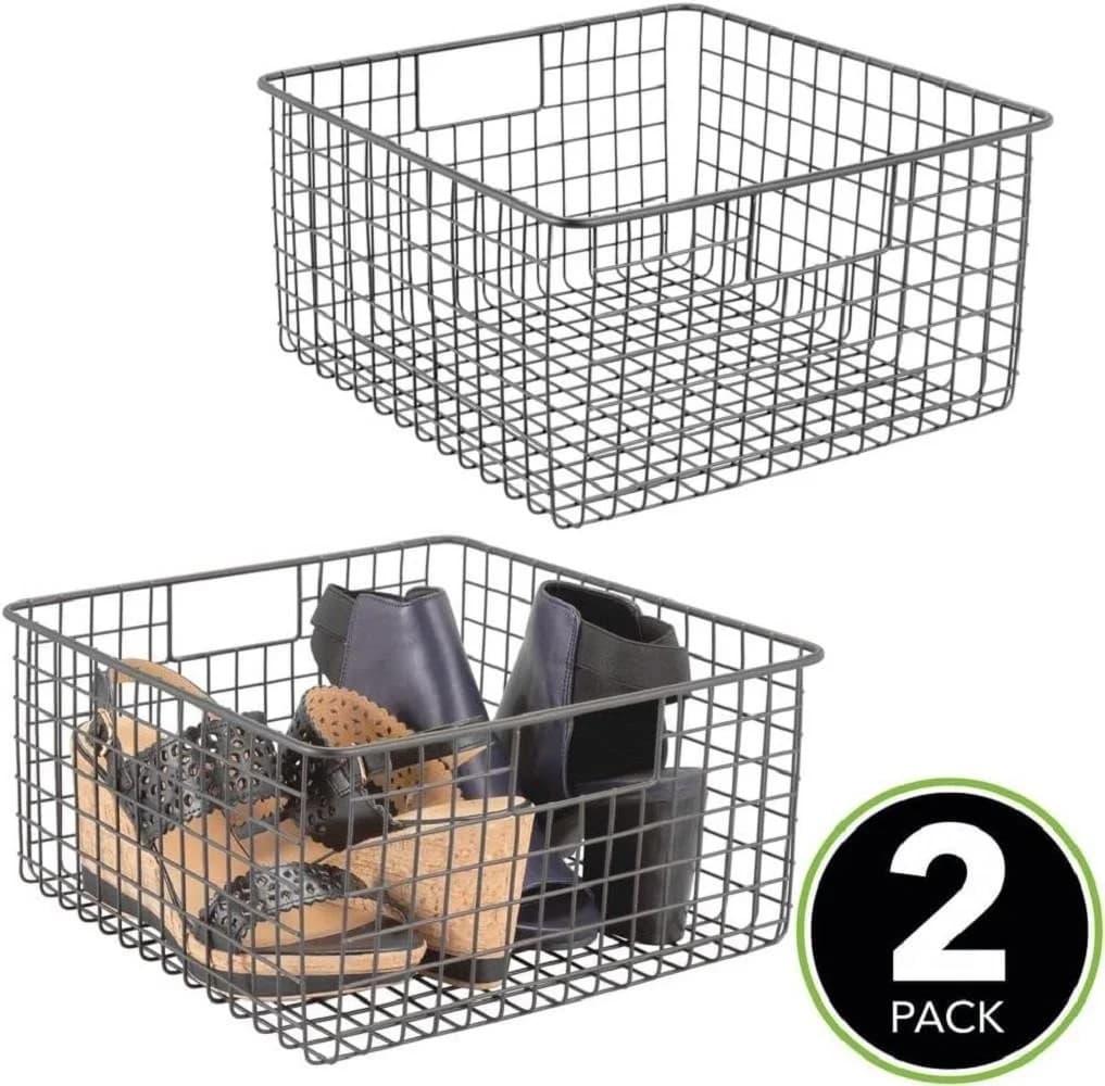 mDesign Allzweckkorb 2er Set Grau Metall Drahtkorb Organizer - Bild 3