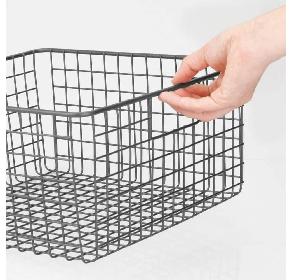 mDesign Allzweckkorb 2er Set Grau Metall Drahtkorb Organizer - Bild 4