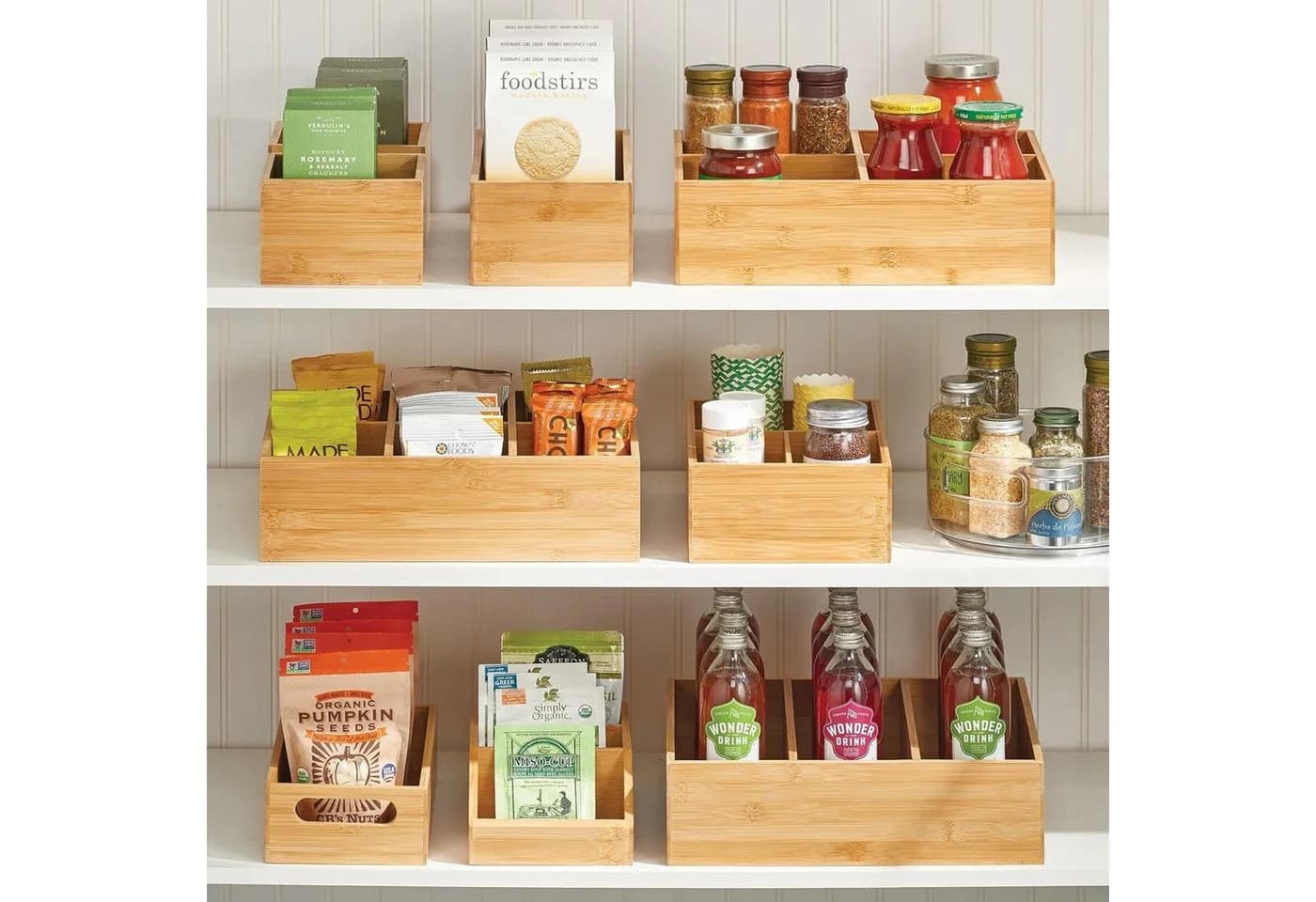 mDesign Bambusbox Organizer 2er-Set Aufbewahrung Kiste Holz - Bild 3