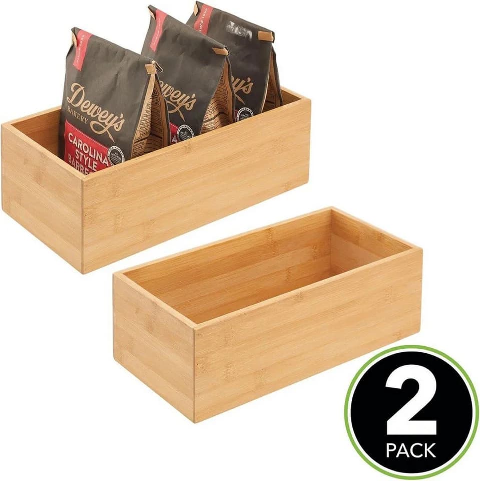 mDesign Bambusbox Organizer 2er-Set Aufbewahrung Kiste Holz - Bild 4