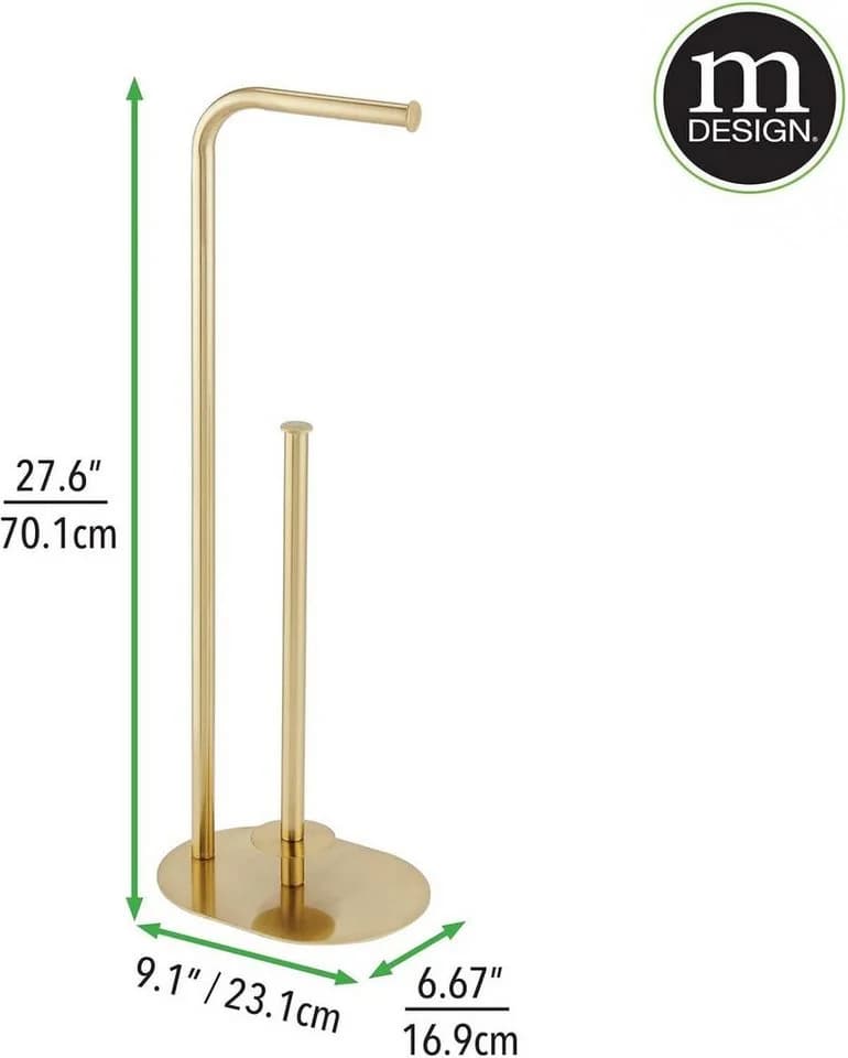 mDesign Toilettenpapierhalter Stand Messingfarben Freistehend