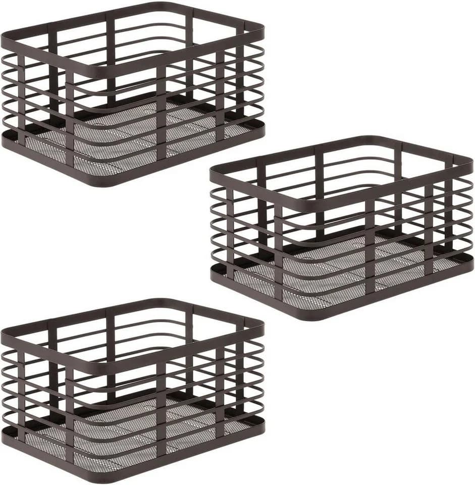 mDesign Allzweckkorb 3er Set Metall Drahtkorb Organizer Bronze - Bild 2