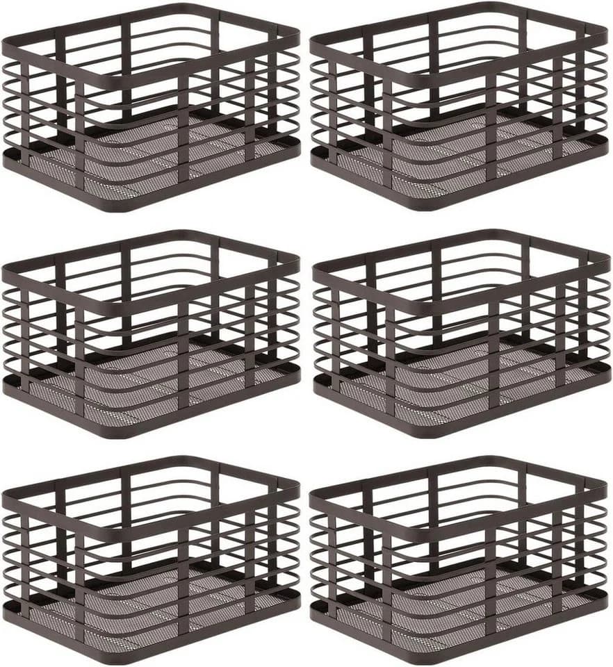 mDesign Allzweckkorb 6er-Set Metall Organizer Bronzefarben - Bild 2