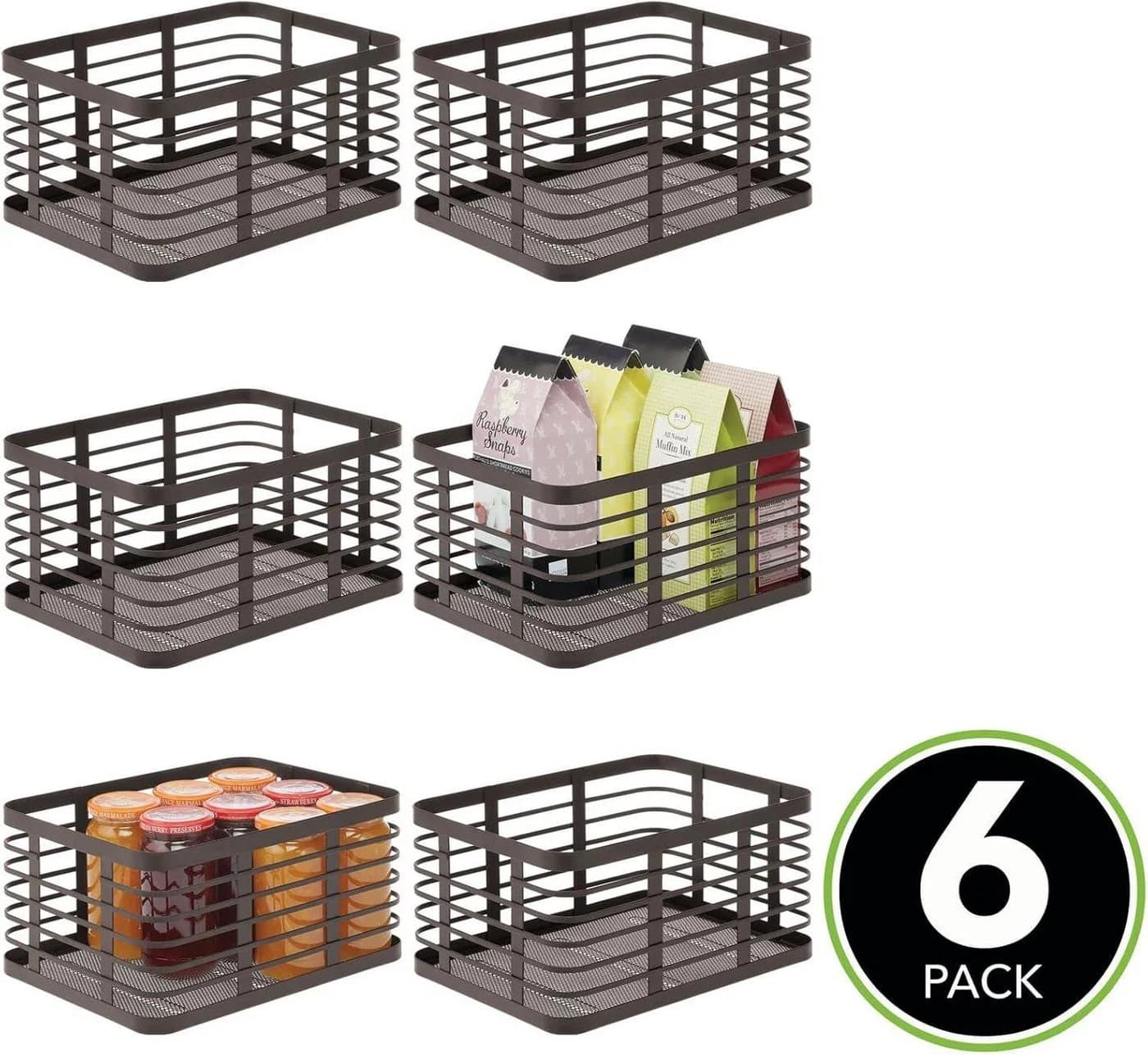 mDesign Allzweckkorb 6er-Set Metall Organizer Bronzefarben - Bild 4