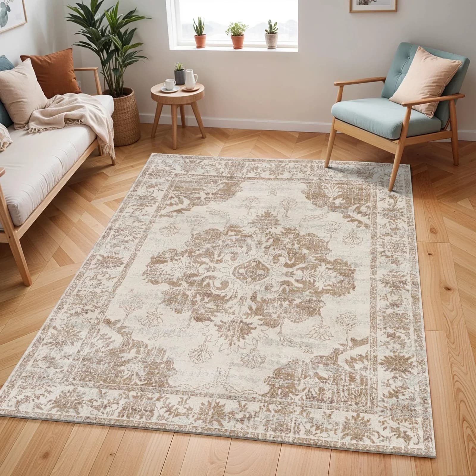 LIVABLISS Teppich KASSIOPI Beige Vintage Orient Stil