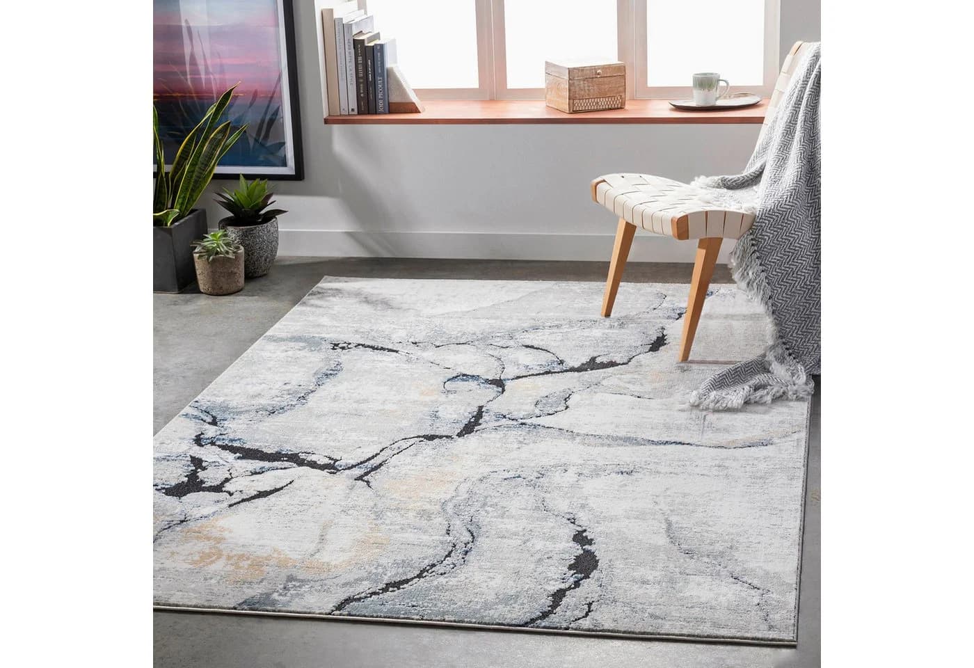 Livabliss Teppich BERLIN Rechteckig 10 mm Moderner Designerteppich Marmor Optik Kurzflor Wohnzimmerteppich - Bild 2